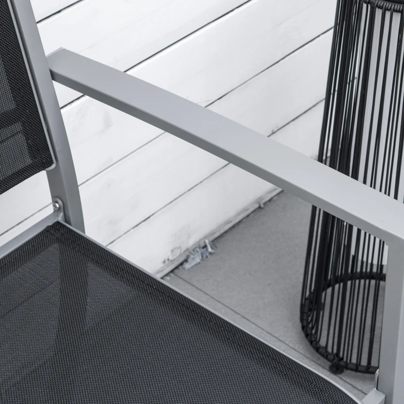 Outsunny Garden Chairs Set of 2, Outdoor Chairs with Steel Frame and Texteline Seats for Dining, Patio, Balcony - Grey and Black