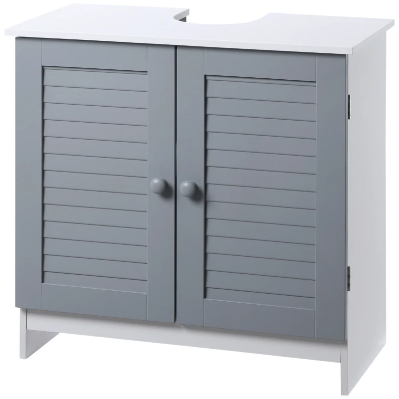 kleankin Móvel para Lavatório Pousar Armário para Casa de Banho com 2 Portas e Prateleira Interior Ajustável 60x30x60cm Branco