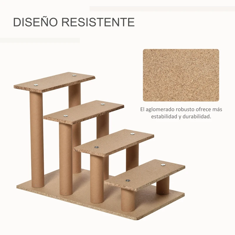 PawHut Escada para Animais de Estimação com 4 Degraus 2 em 1 com Capa Removível e Lavável Escada para Cães Gatos Carga 30kg 60x35x44cm Cinza