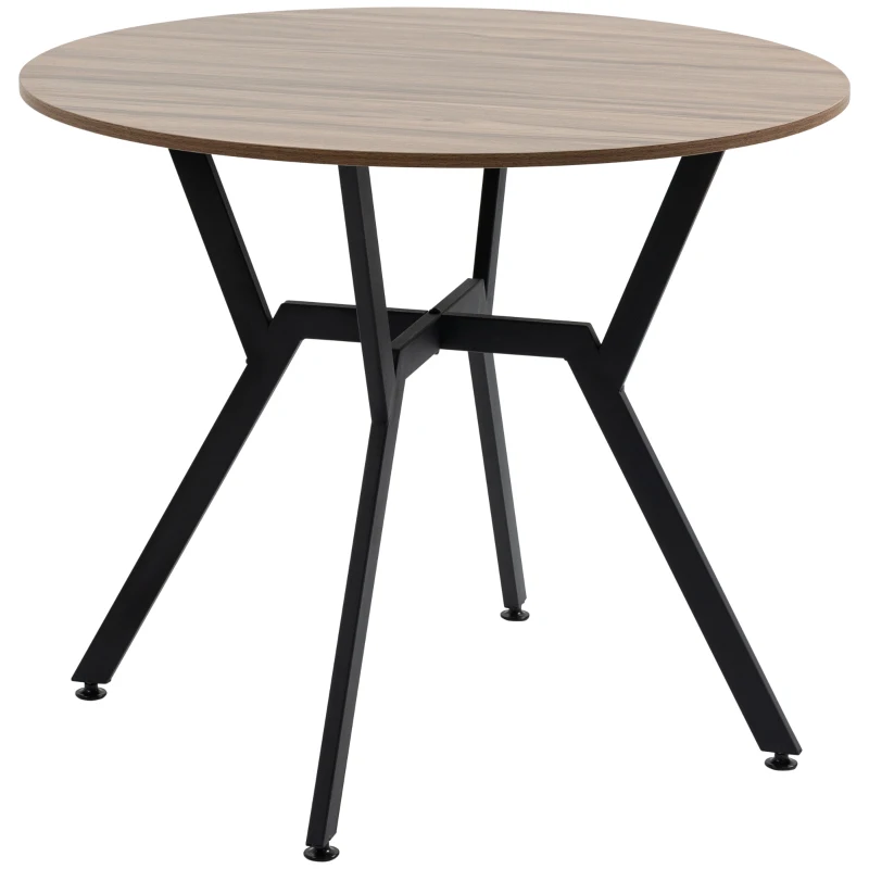 HOMCOM Mesa de Cozinha Redonda Mesa de Jantar Estilo Industrial com Bancada de Madeira e Estrutura de Aço Ø90x76 cm Marrom e Preto