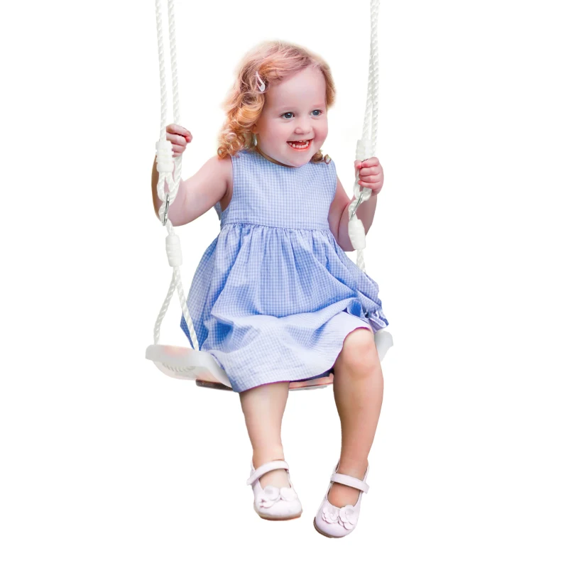 Outsunny Baloiço para Crianças de 3-6 Anos com Luzes LED Baloiço Infantil com Altura do Assento Ajustável 39x16,5x120-180 cm Branco