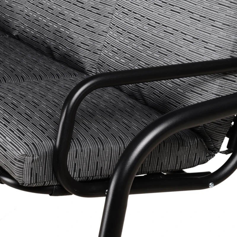 Outsunny Balancelle de Jardin 3 Places Grand Confort Toit Inclinaison réglable épais Coussins Amovibles Polyester Acier époxy Gris Noir