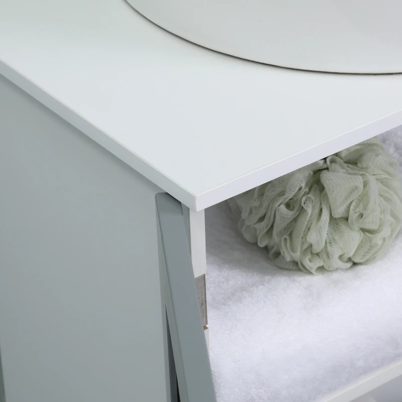 kleankin Móvel para Lavatório Pousar Armário para Casa de Banho com 2 Portas e Prateleira Interior Ajustável 60x30x60cm Branco