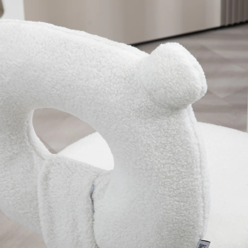 HOMCOM Cadeira de Secretária Tecido em Borrego Cadeira Infantil Giratória com Encosto em Forma de Urso 50x56x80-90 cm Branco