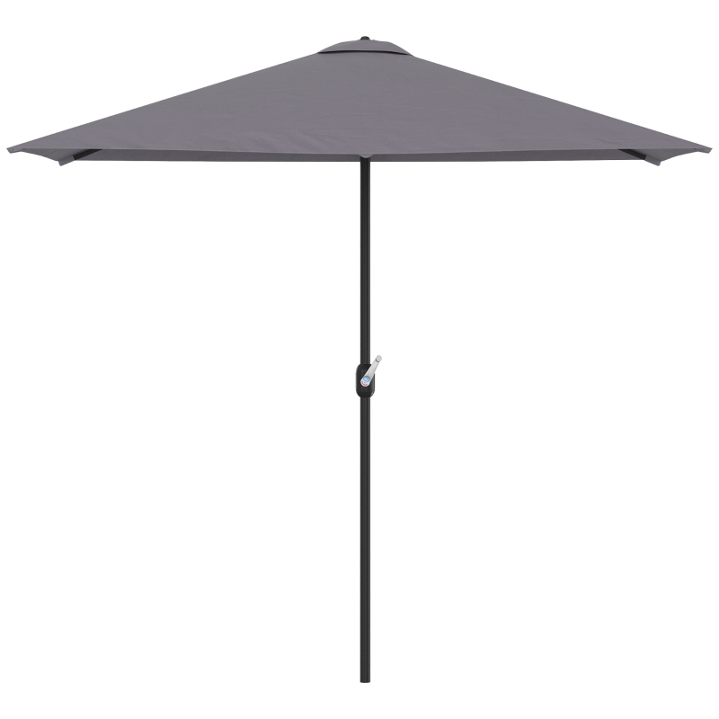 Outsunny Meia Chapéu de sol 230x130x245 cm Chapéu de sol para Parede Jardim com Manivela e Vara Metálica Ø38 mm Terraço Varanda Cinzento