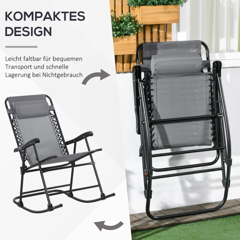 Outsunny Outdoor Schommelstoel, weerbestendig, opklapbaar, met Kussen, tot 120 kg, Lichtgrijs