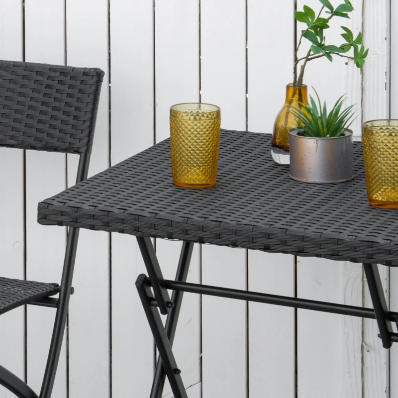 Outsunny 2-Seater Rattan Bistro Set: 1 x table, 2 x chairs - Brown