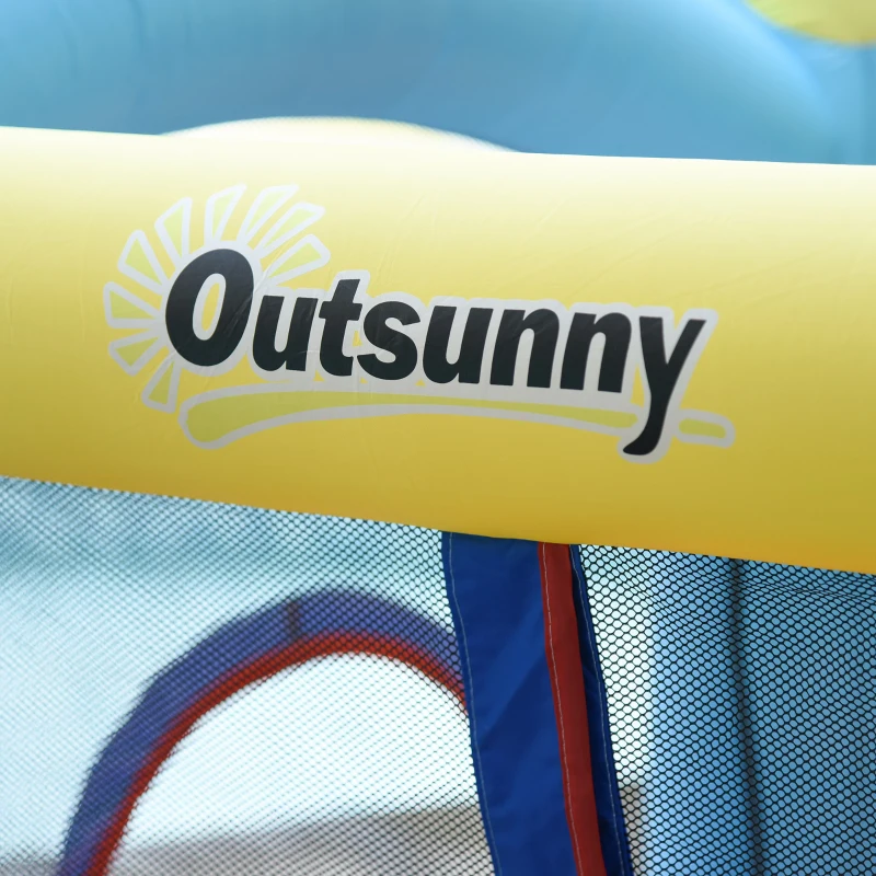 Outsunny Castelo Insuflável com Escorrega Trampolim e Piscina para Crianças acima de 3 Anos Inclui Insuflador e Bolsa de Transporte para Interior e Exterior 360x175x180cm Multicor