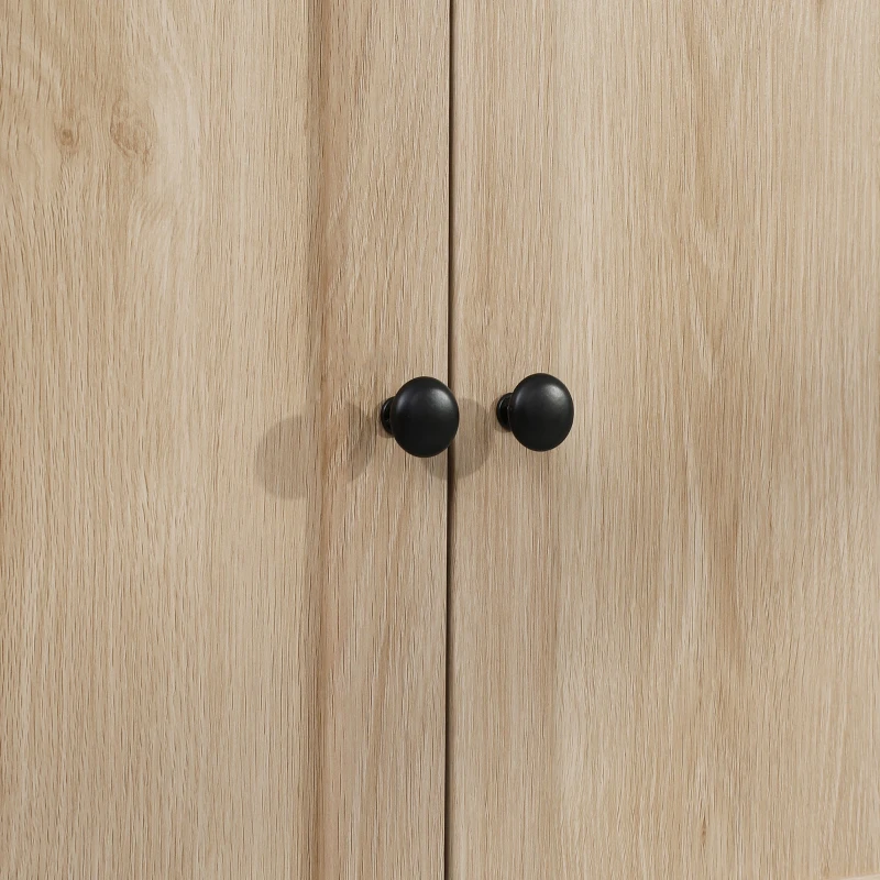 HOMCOM Armário de Cozinha com 4 Portas 1 Gaveta e Prateleira Aberta para Sala de Estar Sala de Jantar 74x39,5x183cm Carvalho