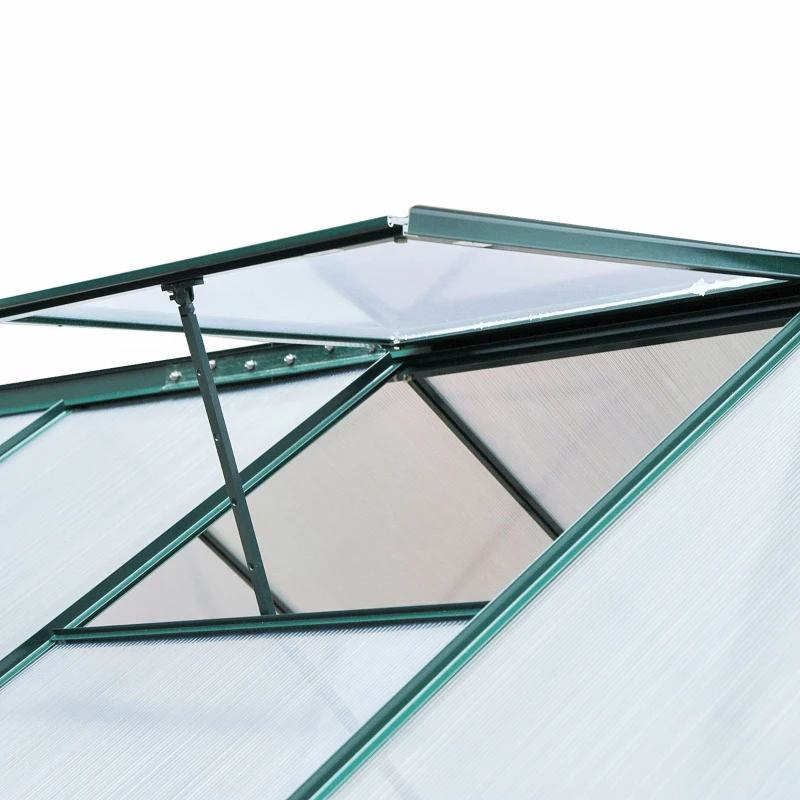 Outsunny Clear Polycarbonate Greenhouse Large Walk-In Green House Garden Plants Grow Galvanized Base Aluminium Frame w/ Slide Door (6 x 8ft)(m-9)