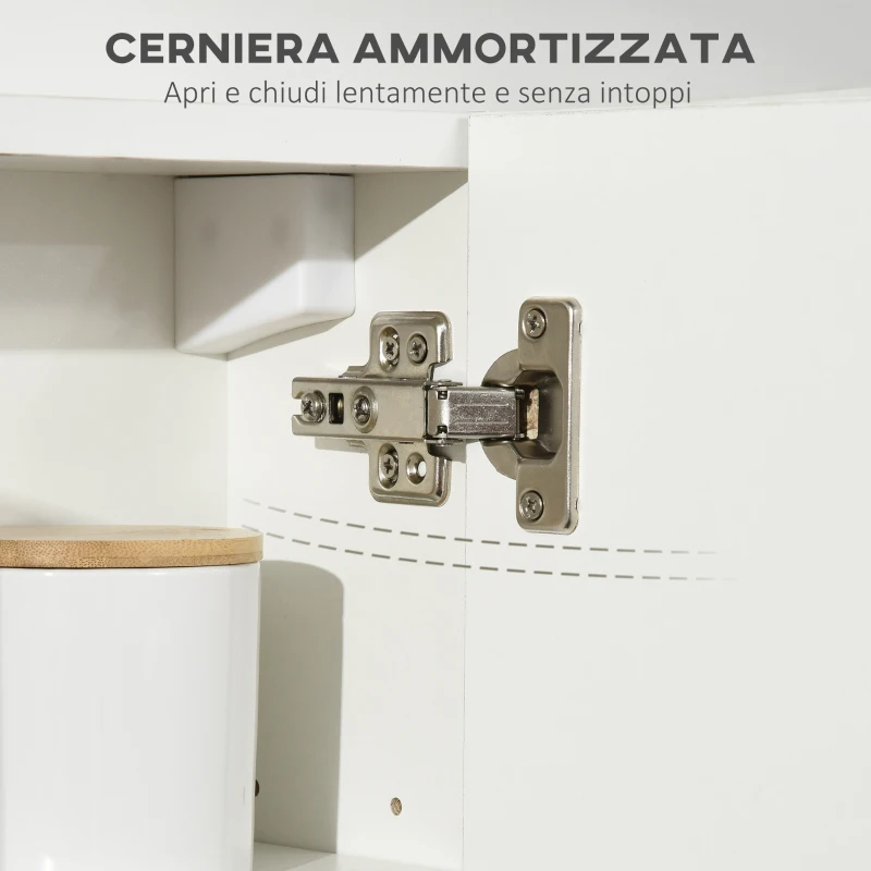 kleankin Armadio a Specchio da Bagno in Truciolato e Vetro con 4 Ripiani Regolabili e Design a Muro, 48x15x45 cm, Bianco