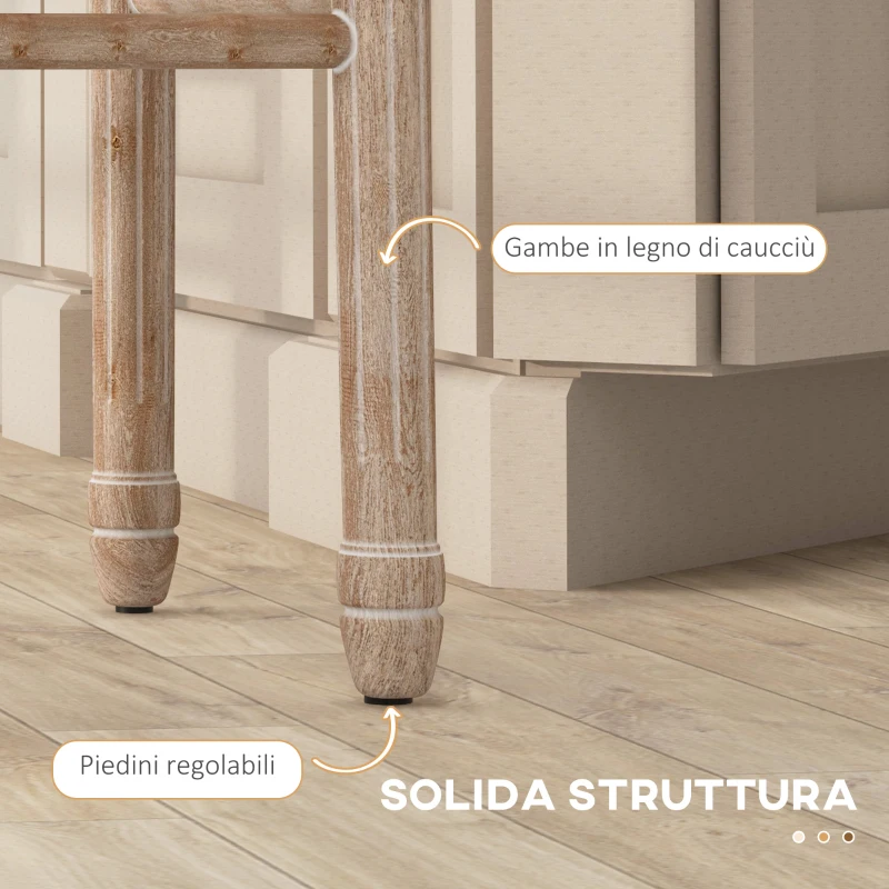 HOMCOM Set 2 Sgabelli da Bar con Schienale, Cuscini e Poggiapiedi, in Legno e Poliestere, 48x56x118 cm, Crema