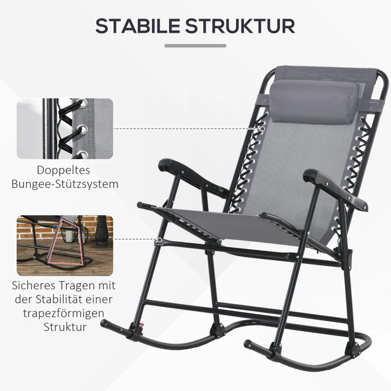 Outsunny Outdoor Schommelstoel, weerbestendig, opklapbaar, met Kussen, tot 120 kg, Lichtgrijs