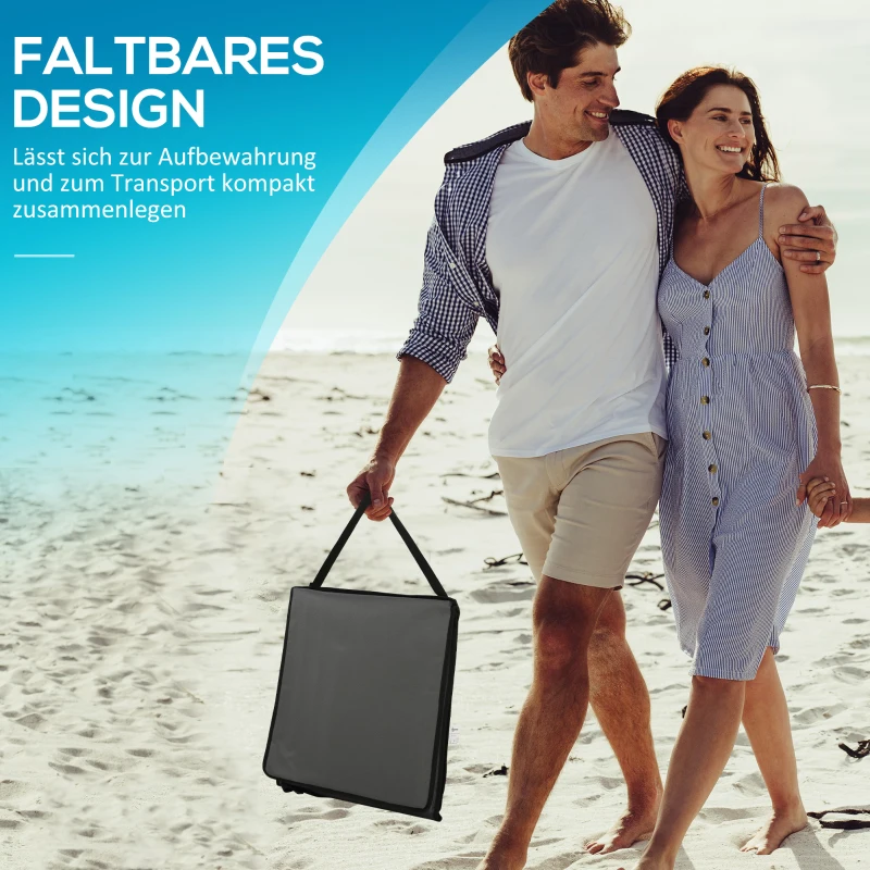 Outsunny Opvouwbare Ligstoel met Verstelbare Rugleuning, Zijvak, Zacht Kussen, Stalen Frame, Grijs, 142x51x40cm