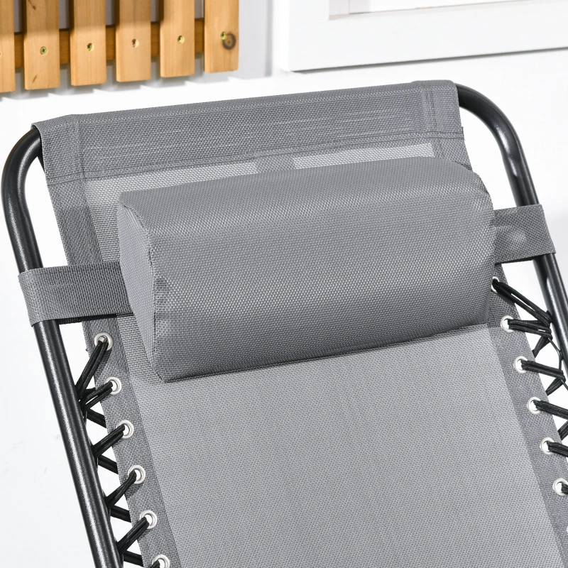 Outsunny Fotel Bujany na Zewnątrz, odporny na pogodę, składany, z Poduszką, do 120 kg, Jasnoszary