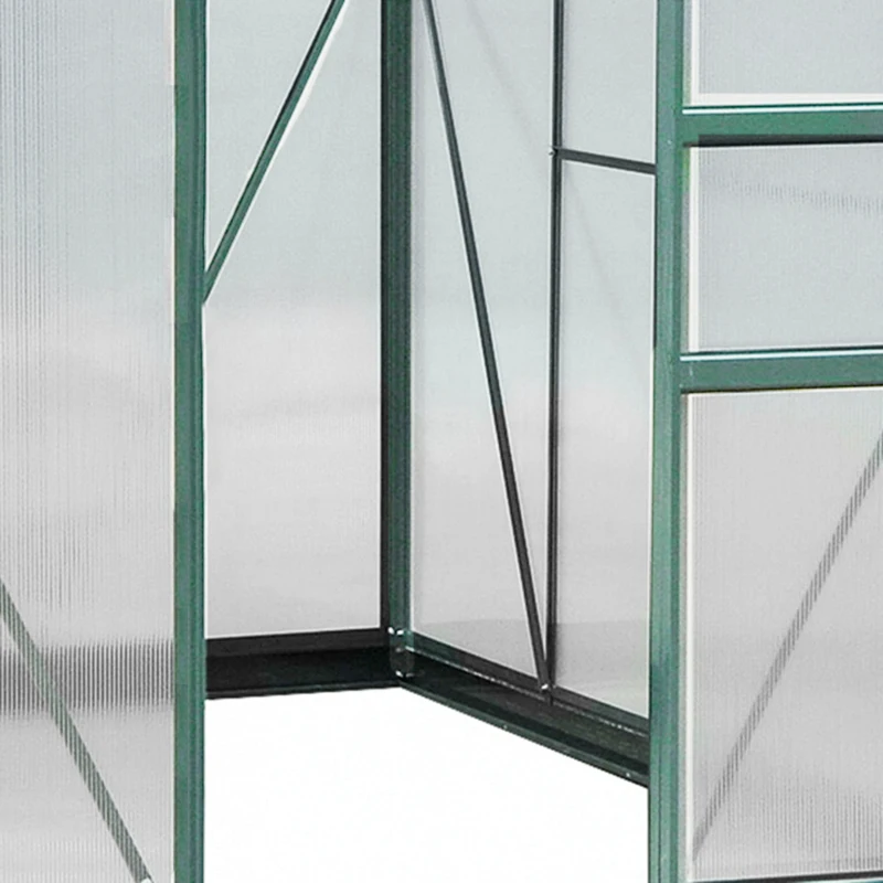 Outsunny Clear Polycarbonate Greenhouse Large Walk-In Green House Garden Plants Grow Galvanized Base Aluminium Frame w/ Slide Door (6 x 8ft)(m-8)