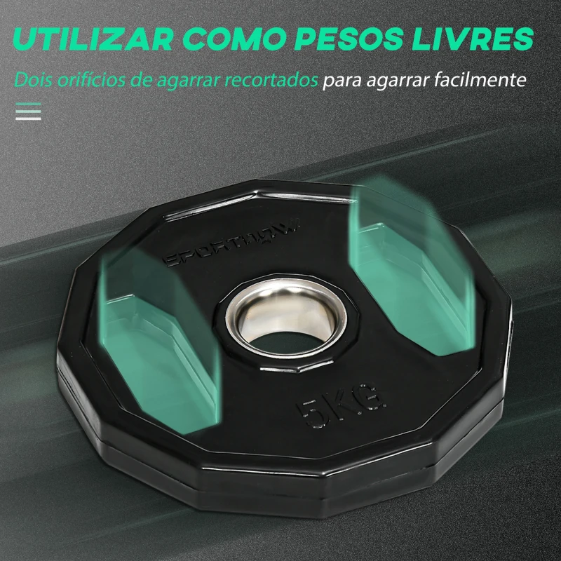 SPORTNOW Conjunto de 2 Discos de Pesos Olimpicos 5kg Ferro Fundido Placas de Peso com Orifício de 5cm Ø24x3,5 cm Preto