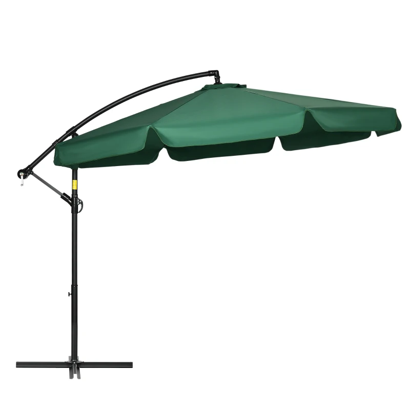 Outsunny Chapéu de Sol de Jardim Chapéu de Sol Excêntrico com Rotação de 360° Manivela Base Cruzada Ø293x240cm Verde