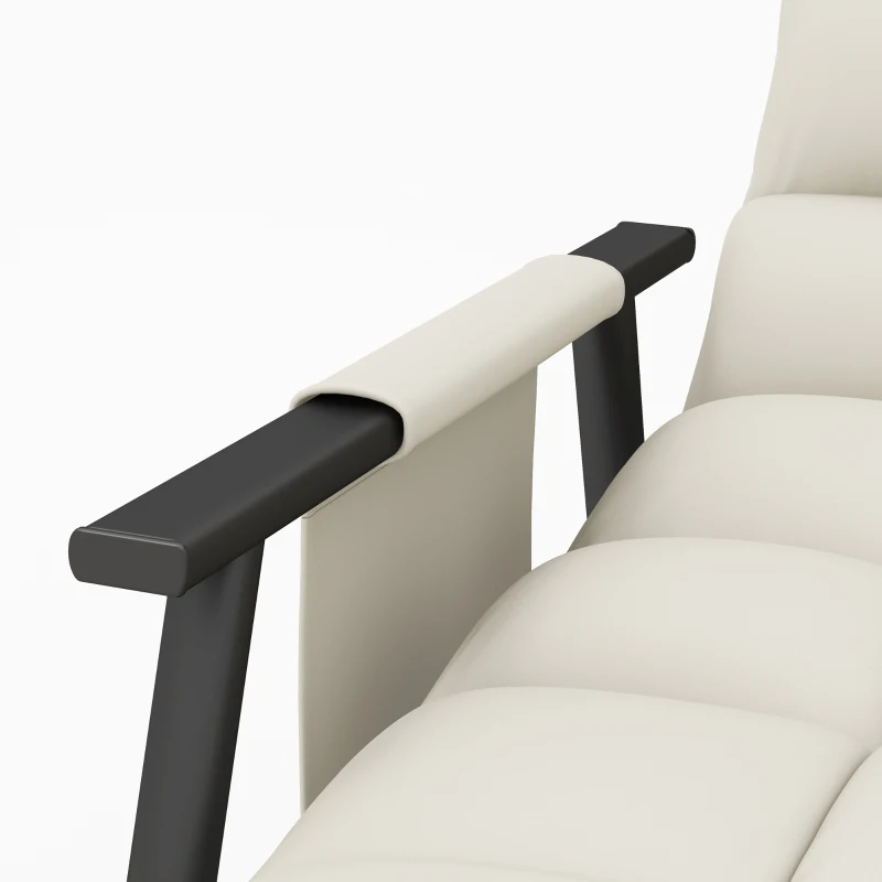 HOMCOM Poltrona Baloiço com Encosto e Apoio para Os Pés Ajustáveis e Estofada em Microfibra com Bolso para Sala 60x134x70 cm Creme