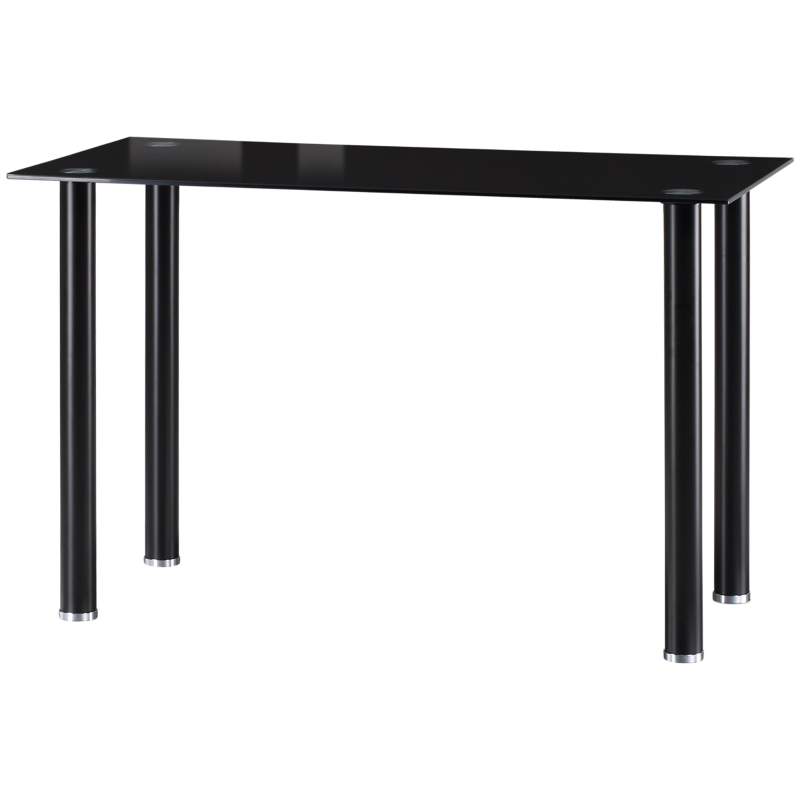 HOMCOM Mesa de Jantar Retangular Moderna com Bancada de Vidro Temperado e Pés de Aço 120x60x75cm Preto