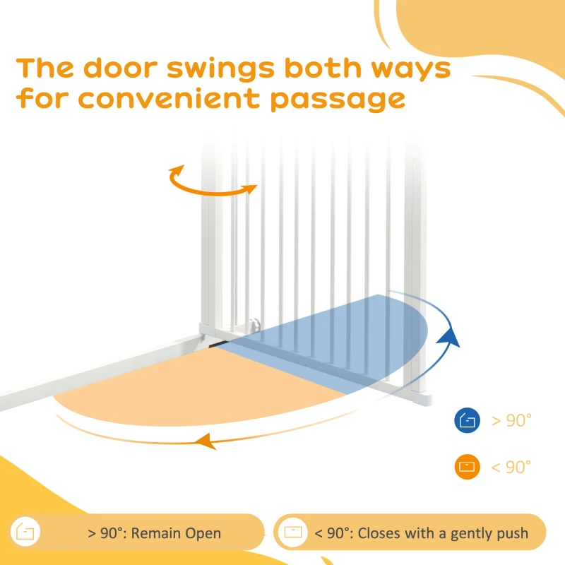 PawHut Barieră Reglabilă pentru Animale de Companie, Poartă de Siguranță cu sistem dublu de blocare, 77-105x120 cm, Alb