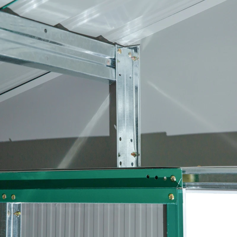 Outsunny Garden Shed Storage 12ft x 11ft Large Steel Metal Storage Shed Sliding doors Green