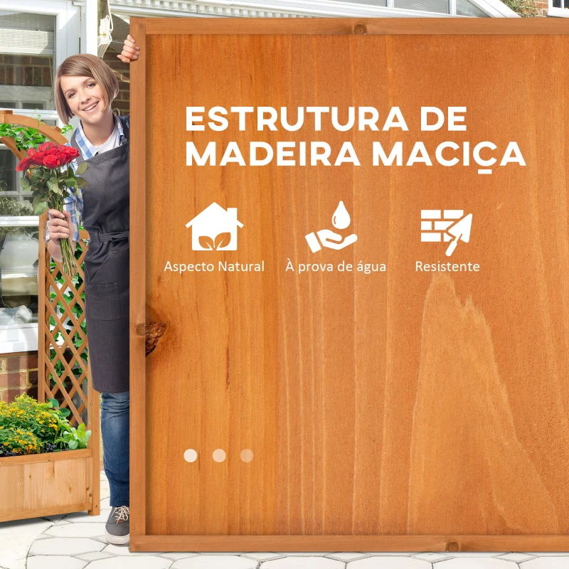 Outsunny Floreira com Treliça em Forma de Arco Caixa de Plantio com Suporte para Plantas Trepadeiras Flores 83x36x153cm Madeira
