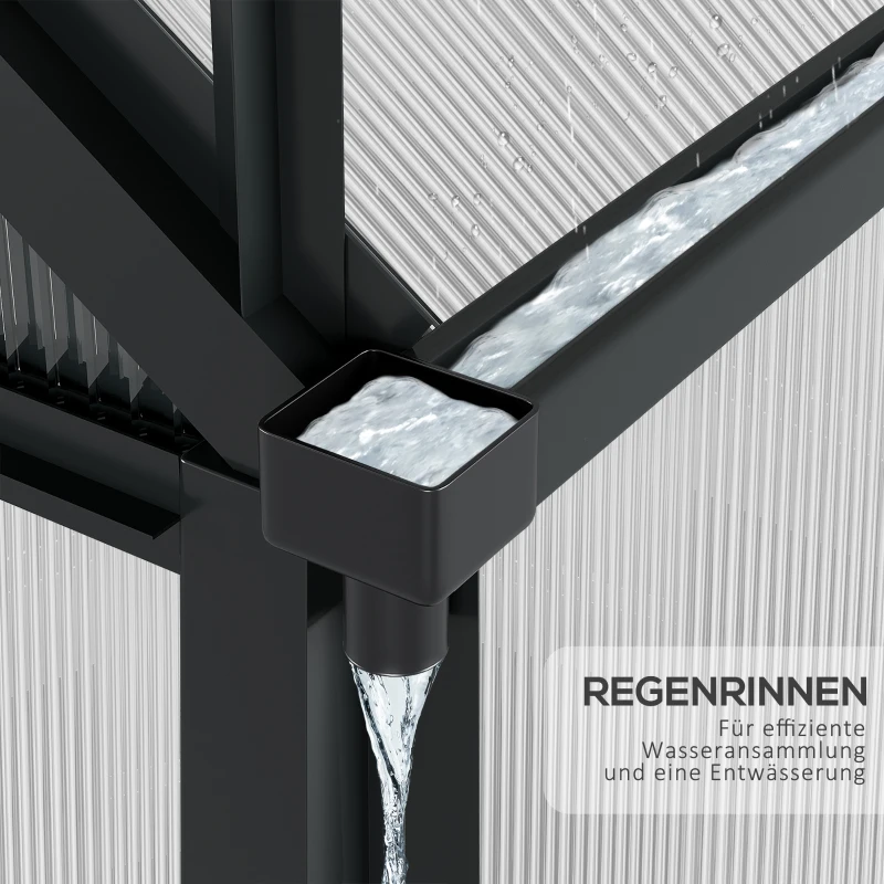 Outsunny Tuinkas Kas Kweekbak, Dakraam, bezoekbaar, verzinkte basis, weerbestendig, 190 cm x 132 cm x 201cm, Grijs