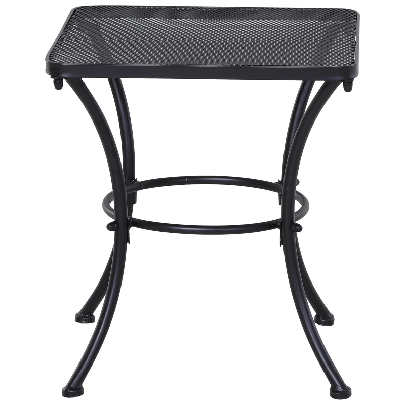 Outsunny Mesa de Jardim Quadrada Mesa Auxiliar Exterior com Estrutura de Metal para Pátio Terraço Varanda Carga 30kg 45x45x50cm Preto