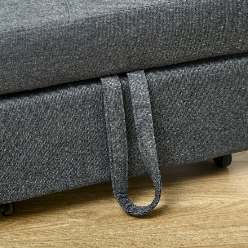 HOMCOM Ligstoel Slaapstoel 3-in-1 Stoel, linnenlook, inclusief kussen, 65,5 cm x 104 cm x 81 cm, Donkergrijs(m-7)