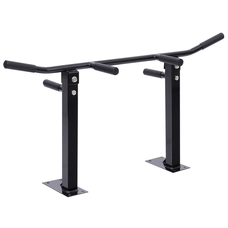 HOMCOM Barra de Elevação de Parede barra Pull-Up de Aço para Treino em Casa Carga Máxima 150 kg 105,5x28x49 cm Preto