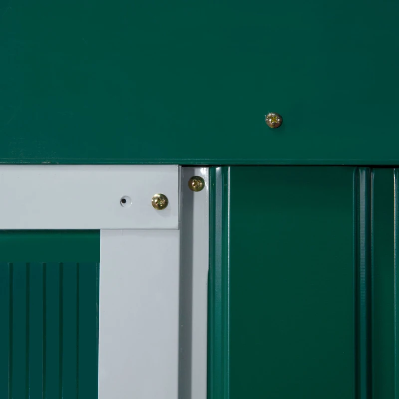 Outsunny Garden Shed Storage 12ft x 11ft Large Steel Metal Storage Shed Sliding doors Green