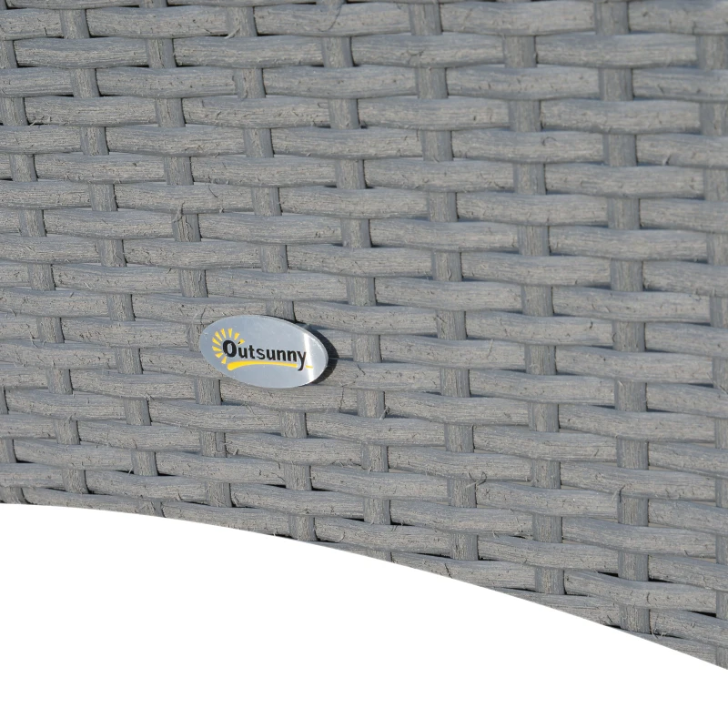 Outsunny Conjunto de Móveis de Vime para Jardim Composto por 1 Mesa 2 Poltronas com Almofadas Móveis de Jardim Metal e Vime Cinza Claro