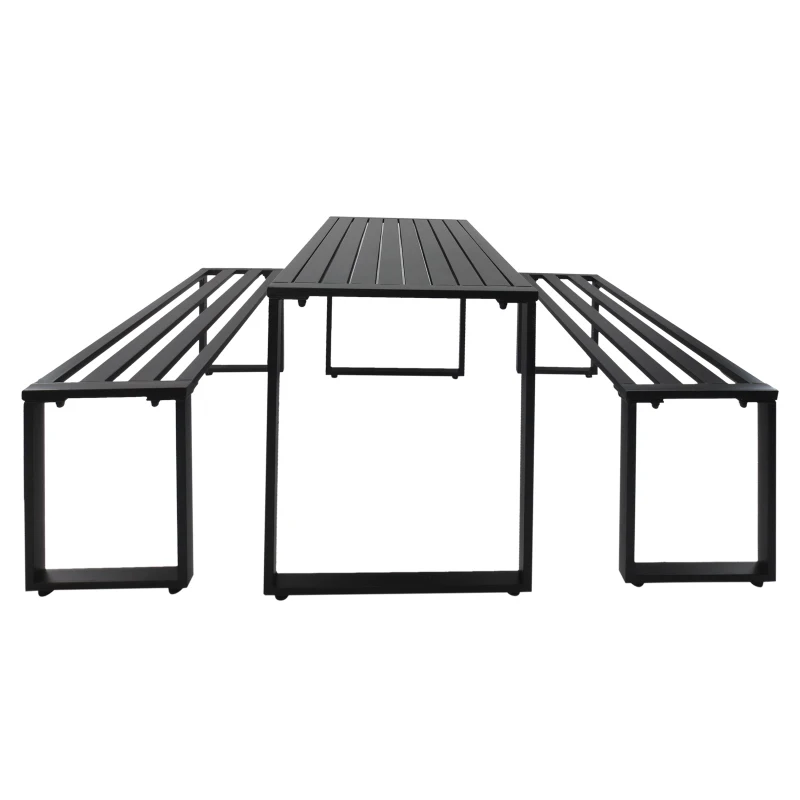 Zestaw piwny meble ogrodowe 3-część. 1 x stół 2 x ławki metal czarny 110 x 55 x 70 cm Outsunny