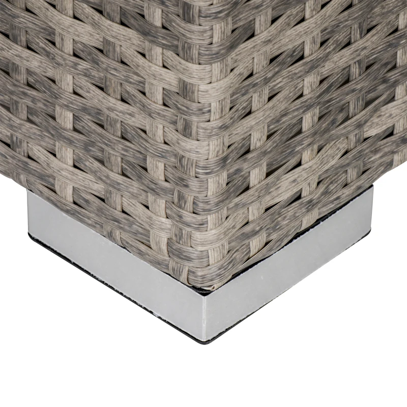 Outsunny Square PE Wicker Rattan Table, with Glass Top - Light Grey