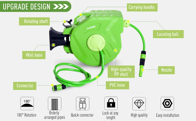 Outsunny Bęben do zwijania węża ogrodowego z szybkozłączką, 47,5 cm x 15,5 cm x 35,5 cm