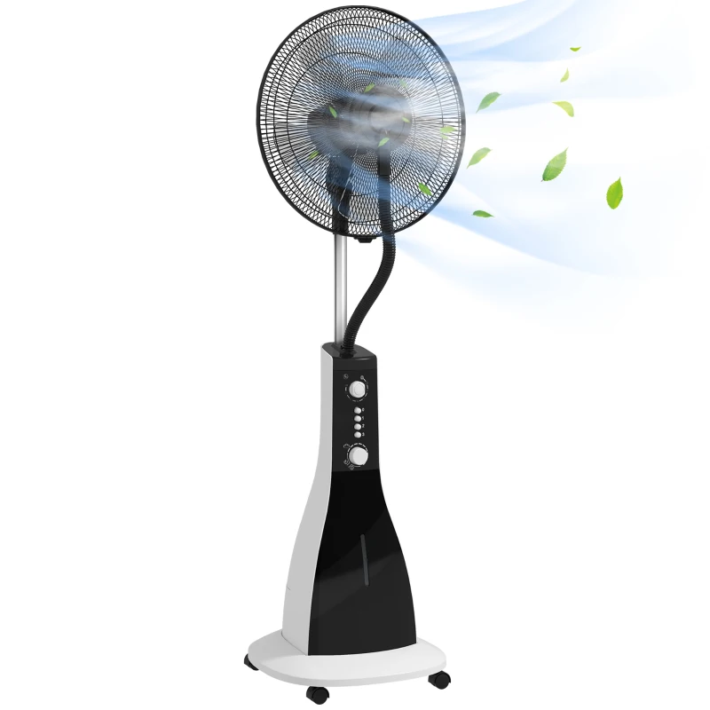 HOMCOM 2-in-1 Ventilator met Bevochtiger, 3 Snelheden, Timerfunctie, 3 L Tank, 44,5 x 38,5 x 120cm, Zwart