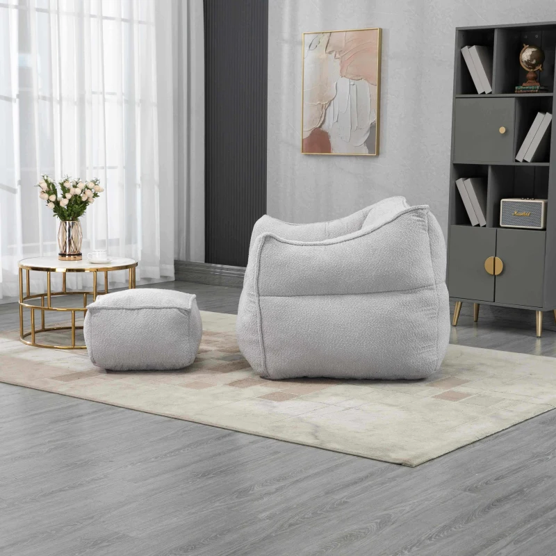 Confortevole Poltrona Sacco per Interni con Imbottitura in Memory Foam e Braccioli per Soggiorno e Camera da Letto, Grigio