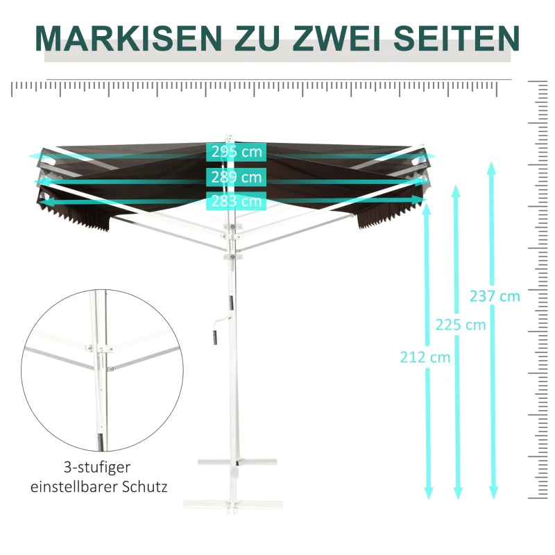 Outsunny Verstelbare vrijstaande zonnescherm, handmatig bedienbaar, metalen frame, weerbestendig, 4x3m, Crème