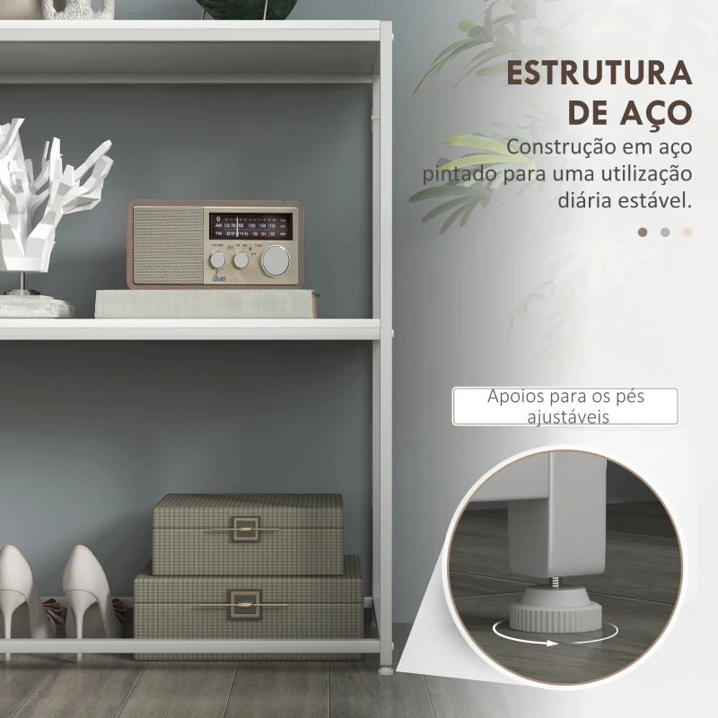 HOMCOM Mesa Consola de Entrada Mesa de Entrada com Estante Aberto e Estrutura de Aço Anti-tombo para Sala 100x30x87 cm Branco