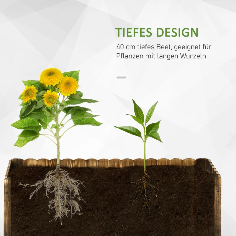 Outsunny Podwyższone Grządka Skrzynka na Zioła Warzywa Kwiaty Drewno Świerkowe 120 x 40 x 40 cm