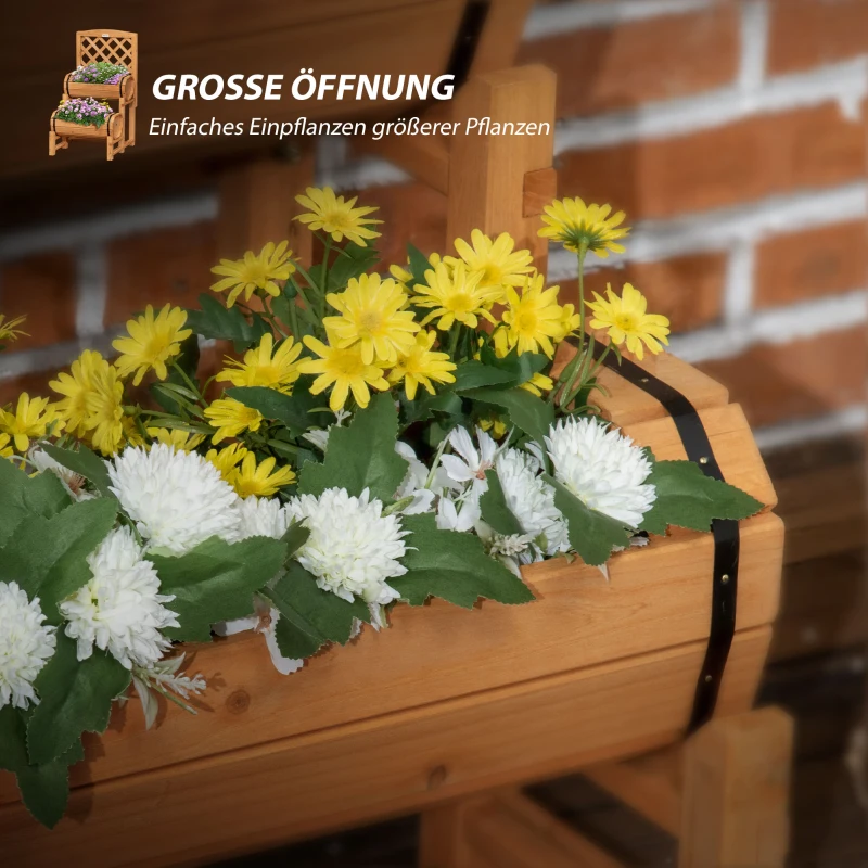 Outsunny bloembak met verhoogd bed en latwerk in rustiek design voor tuin