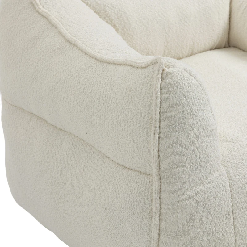 Confortevole Poltrona Sacco per Interni con Imbottitura in Memory Foam e Braccioli per Soggiorno e Camera da Letto, Beige