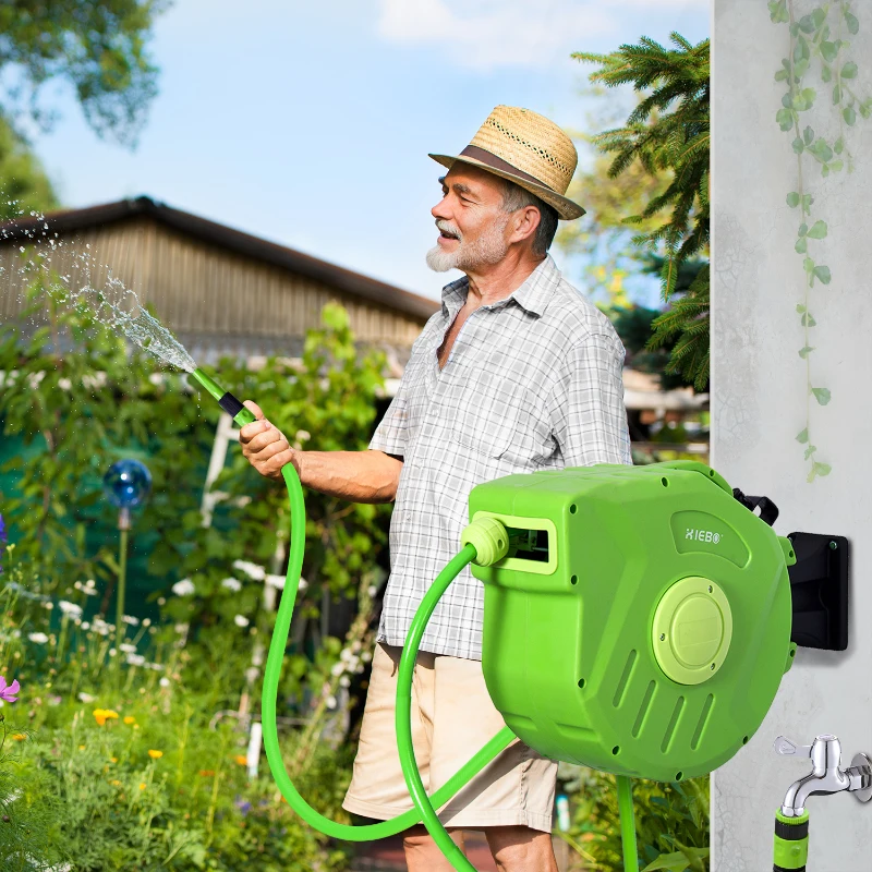 Outsunny Bęben do zwijania węża ogrodowego z szybkozłączką, 47,5 cm x 15,5 cm x 35,5 cm