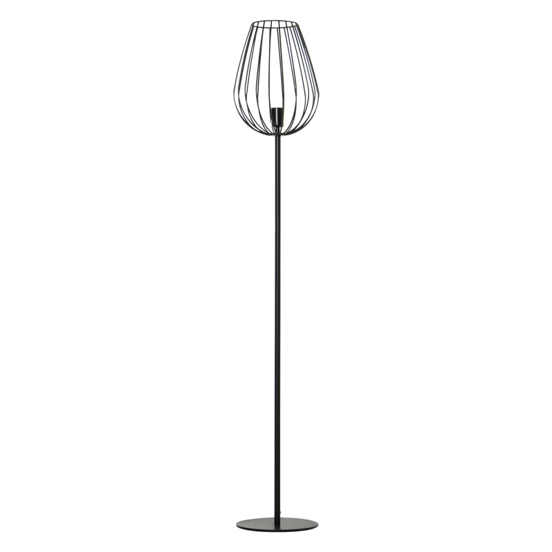 HOMCOM Lampadaire abat-jour avec interrupteur au pied style rétro industriel en grille métallique ampoule E27 40 W max. 27,5 x 27,5 x 159 cm noir