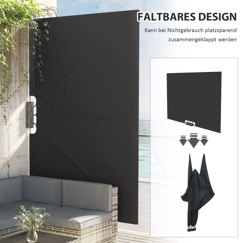 Outsunny Markiza Boczna, Odporna na warunki atmosferyczne, Składana, 237 cm x 160 cm, Ciemnoszary