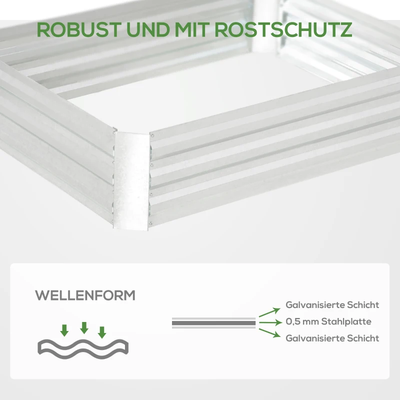 Outsunny gegalvaniseerd stalen verhoogd bed zilver 120 x 90 x 30 cm