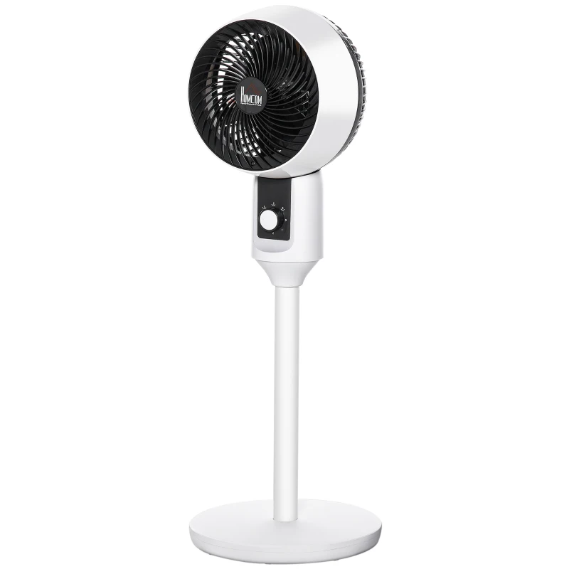 HOMCOM 9'' Air Circulator Fan 3 Speed, 70° Oscillation 90° Vertical Tilt, Carry Handle, Pedestal Fan, Air Circulator for Living Room, Bedroom, Office, White