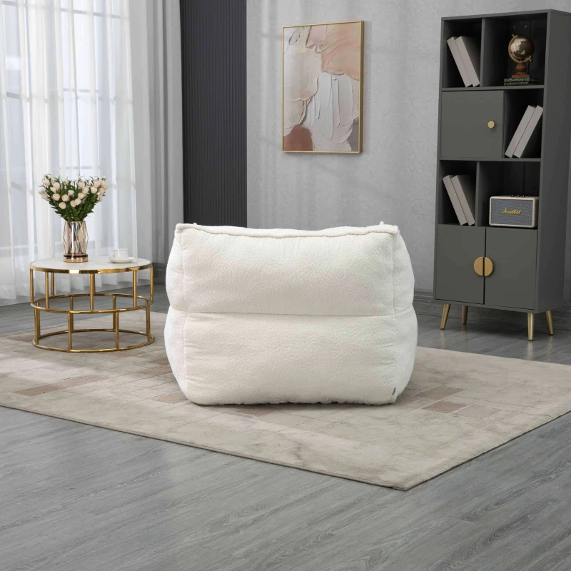 Confortevole Poltrona Sacco per Interni con Imbottitura in Memory Foam e Braccioli per Soggiorno e Camera da Letto, Beige