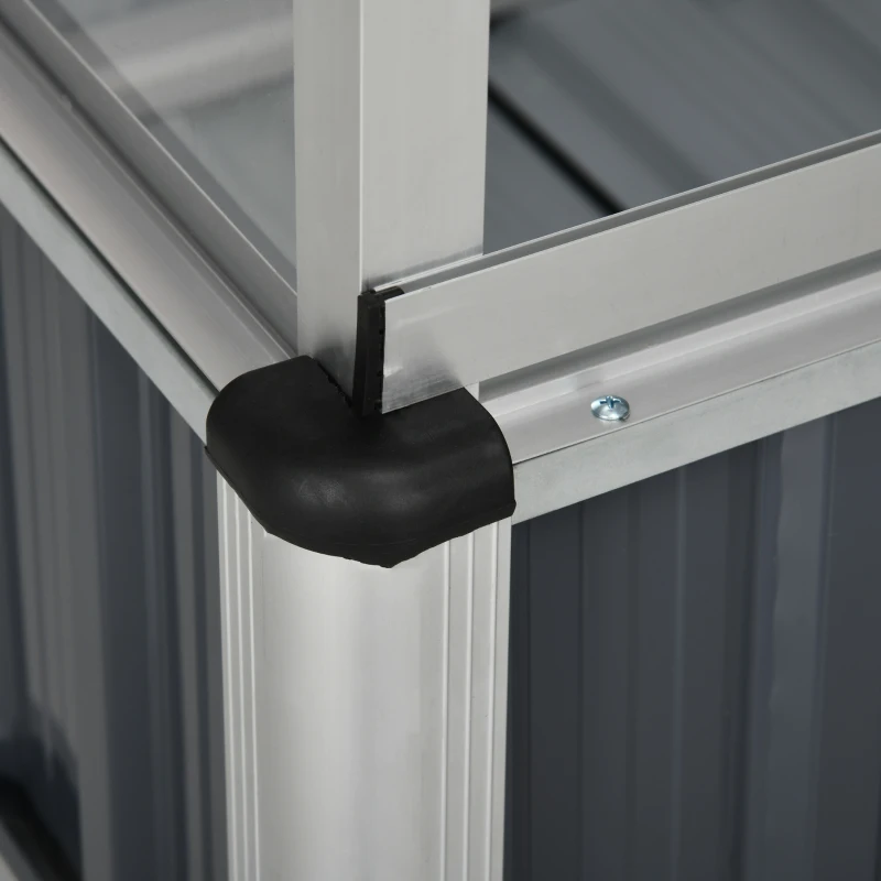 Outsunny Hochbeet, wetterbeständig, klappbarer Deckel, 114 cm x 60 cm x 129 cm, Dunkelgrau + Silber